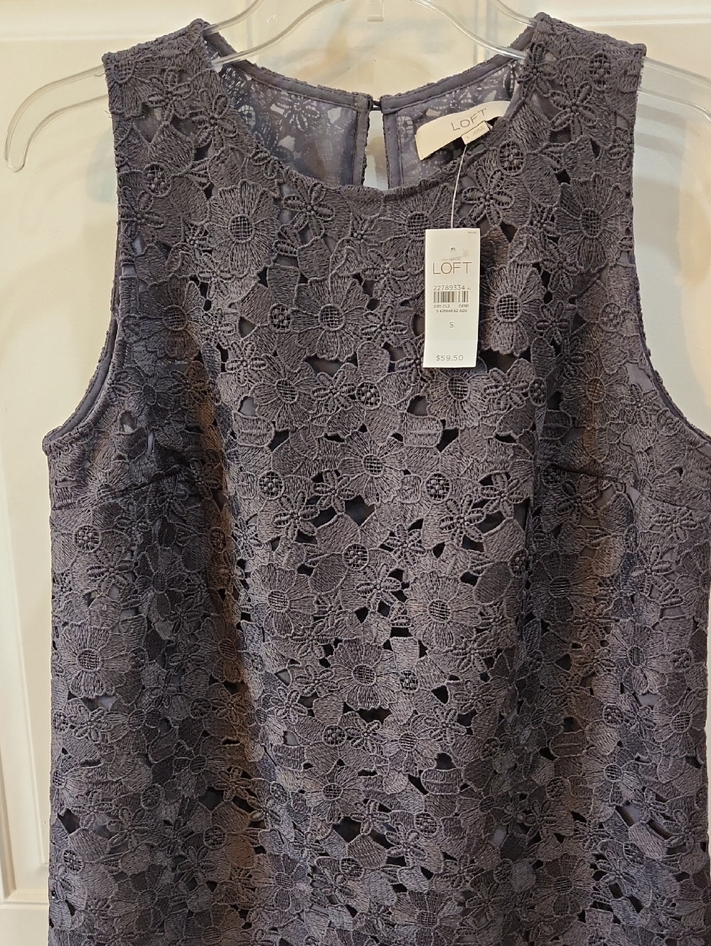 NWT Gray Floral Lace Top